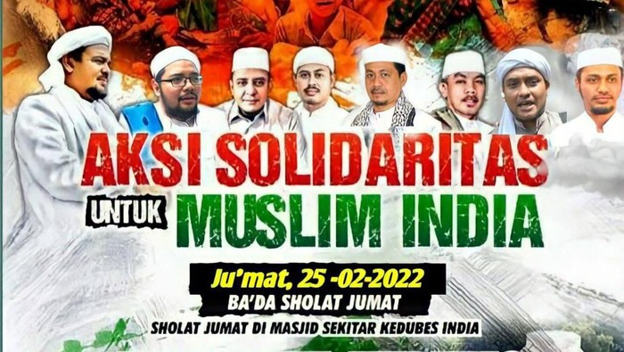 Poster elektronik kegiatan Aksi 2502 Solidaritas Bela Muslim India.
