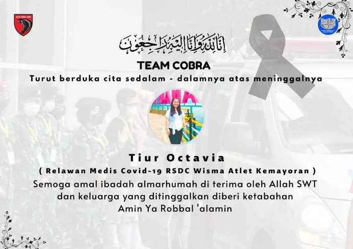 Tim tenaga kesehatan (nakes) di RSDC Wisma Atlet Kemayoran tengah berduka karena salah satu anggota nakes gugur. (Instagram @arifin_orthodontist)