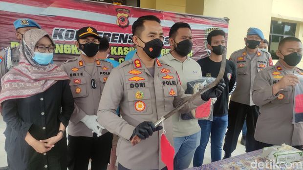 Ekspos anggota geng motor pelaku pembacokan di Cianjur.