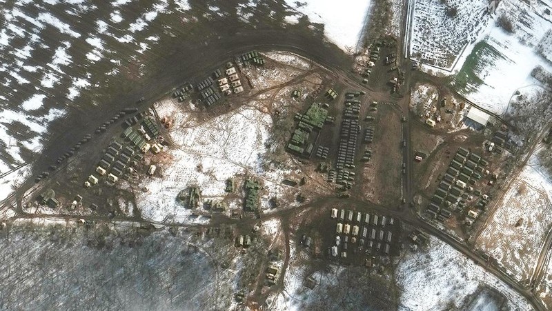 Foto Satelit Pergerakan Pasukan Rusia ke Ukraina Februari 2022 dari satelit Maxar Technologies.