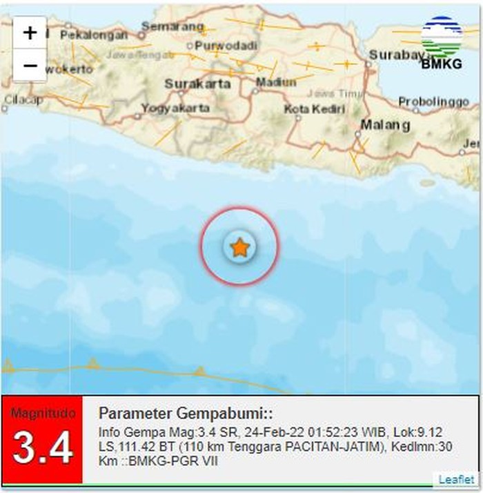 gempa pacitan m 3,4