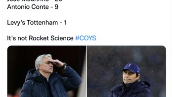 Jose Mourinho dan Antonio Conte adalah pelatih hebat dengan banyak trofi, tapi seakan tak berdaya kala menangangi Spurs. Foto: Twitter