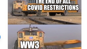 Pandemi Corona sudah mau berakhir dengan pembatasan mulai dilonggarkan di berbagai negara, eh malah mau ada Perang Dunia 3. Foto: Twitter