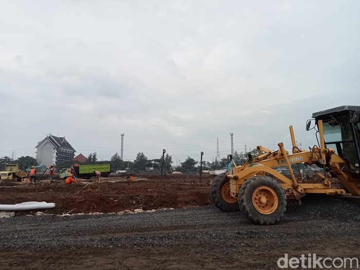 Penampakan pembangunan sirkuit Formula E, Rabu (23/2/2022) (Anggi Muliawati/detikcom)