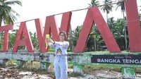 Landmark bertuliskan ‘Ketawai’ terbentang tak jauh dari dermaga saat turun dari perahu. Foto: Deni Wahyono/detikcom