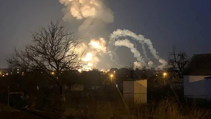 View of an explosion, after Russian President Vladimir Putin authorized a military operation in eastern Ukraine, near Dnipro, Ukraine February 24, 2022 in this still image from video obtained by REUTERS  ATTENTION EDITORS - THIS IMAGE HAS BEEN SUPPLIED BY A THIRD PARTY. NO RESALES. NO ARCHIVES