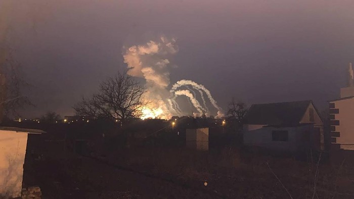 View of an explosion, after Russian President Vladimir Putin authorized a military operation in eastern Ukraine, near Dnipro, Ukraine February 24, 2022 in this still image from video obtained by REUTERS  ATTENTION EDITORS - THIS IMAGE HAS BEEN SUPPLIED BY A THIRD PARTY. NO RESALES. NO ARCHIVES