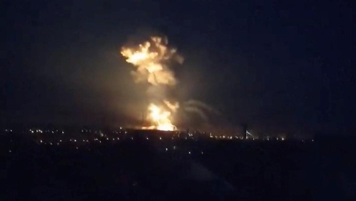 View of an explosion, after Russian President Vladimir Putin authorized a military operation in eastern Ukraine, near Dnipro, Ukraine February 24, 2022 in this still image from video obtained by REUTERS  ATTENTION EDITORS - THIS IMAGE HAS BEEN SUPPLIED BY A THIRD PARTY. NO RESALES. NO ARCHIVES