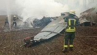 Diduga pesawat tersebut jatuh usai ditembak di kawasan Kyiv.
