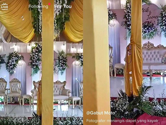 Viral ada dua tiang persis di depan pelaminan acara pernikahan, membuat fotografer mengalami kesulitan menangkap momen pernikahan. Viral ada dua tiang persis di depan pelaminan acara pernikahan, membuat fotografer mengalami kesulitan menangkap momen pernikahan.