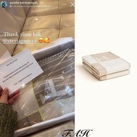 Menyambut kelahiran baby A, Atta dan Aurel memperoleh selimut berharga belasan juta dari rekannya, Stevi Agnecya. Stevi memberikan kado berupa selimut Avalon Passe dari merek ternama Hermes yang harganya sekitar Rp 13 juta. Foto: Instagram