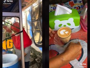 Viral Warung Nasi Uduk Gerobakan Jual Kopi Latte Art