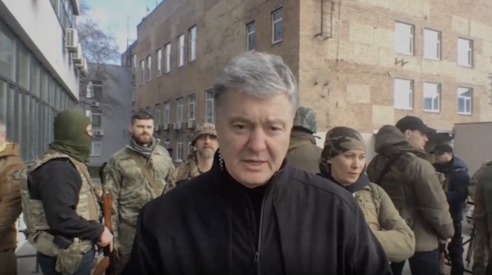 Former Ukrainian President Petro Poroshenko speaks with CNN from Kyiv, Ukraine on February 25. (CNN)