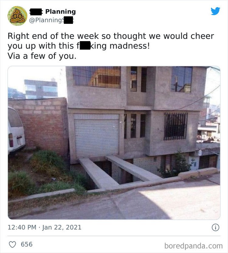 Foto Arsitektur Ini agak unik sih ya, kenapa kepikiran pintu diletakkan di depan pilarnya begitu ya, detikers? Foto: PlanningS via Bored Panda