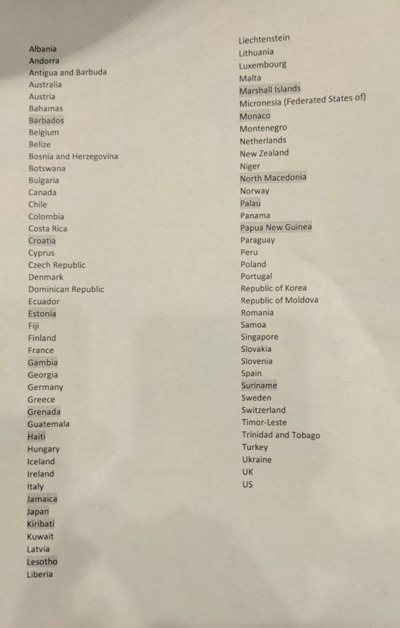Lembaran daftar negara pendukung resolusi DK PBB mengecam invasi Rusia ke Ukraina. (Akun Twitter @NorwayUN)