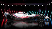 Misalnya, pada bagian sayap depan mobil sudah tidak lagi mengusung warna putih, biru, dan merah. Livery terbaru menunjukkan jika warna itu diganti dengan kelir hitam. (Haas F1)