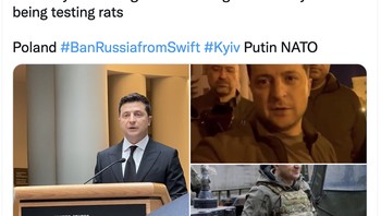 Saya salut pada keberanian Anda melawan musuh dibandingkan bersembunyi, tulis netizen ini memuji presiden Ukraina, Volodymyr Zelensky. Foto: Twitter