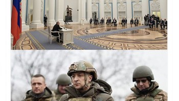 Di sisi lain, netizen juga banyak yang mengagumi keberanian presiden Volodymyr Zelensky karena menolak kabur atau menyerah. Foto: Twitter