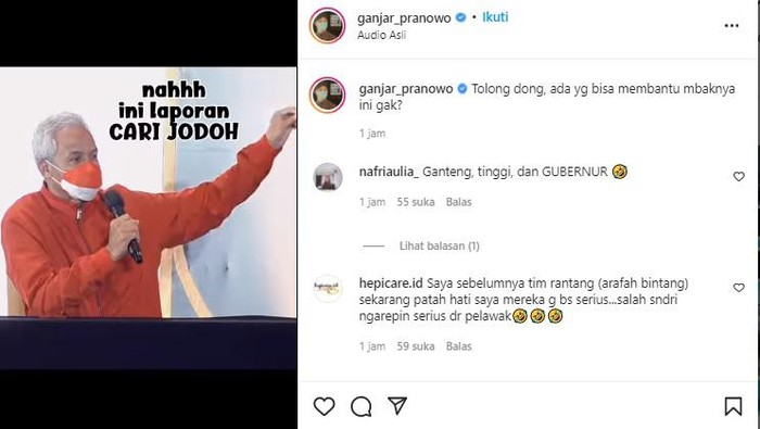 Tangkapan layar instagram @ganjarpranowo.