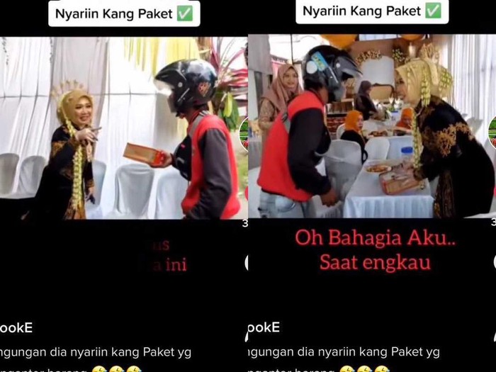 Pengantin wanita yang menunggu kurir di depan area pelaminan. Pengantin wanita yang menunggu kurir di depan area pelaminan.