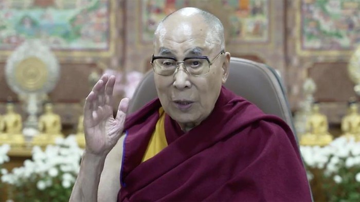 In this image taken from live stream video, the Dalai Lama speaks from Dharamsala, India, at an online press conference hosted by Foreign Correspondents Club of Japan in Tokyo Wednesday, Nov. 10, 2021. Exiled Tibetan spiritual leader said Wednesday, Nov. 10, 2021, that Chinas leaders dont understand the variety of different cultures and that the ruling Communist Partys penchant for tight social control can be harmful. The 86-year-old Buddhist monk also said he wished to remain home in India, where he has lived since 1959 after a failed uprising against Chinese rule in Tibet. (Foreign Correspondents’ Club of Japan via AP)