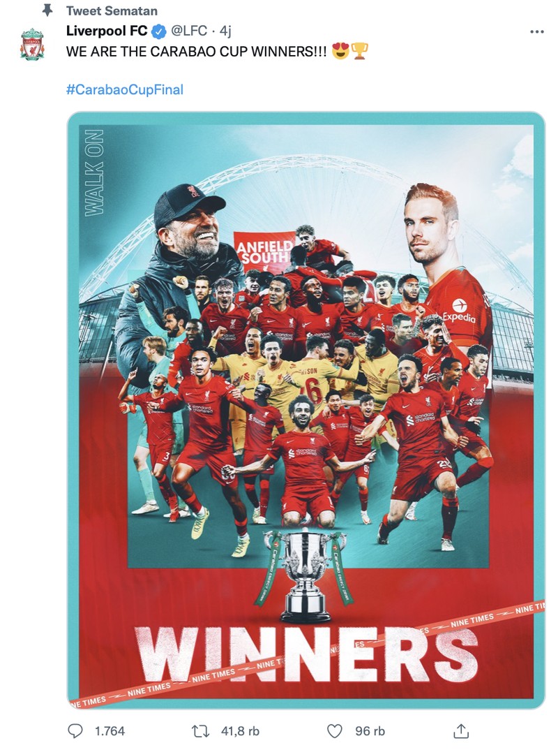 Liverpool memenangkan Piala Liga usai mengalahkan Chelsea di babak final lewat adu penalti.