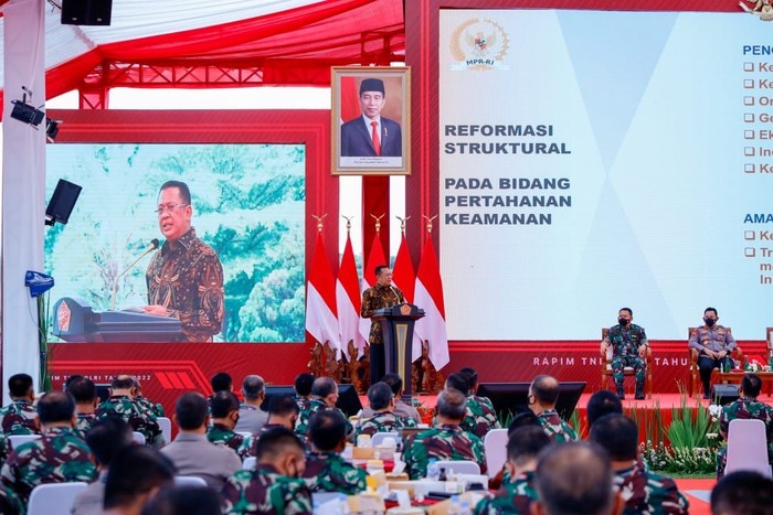 Di Rapim TNI-Polri, Bamsoet Bicara Pentingnya Kekuatan Pertahanan RI
