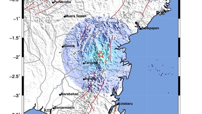 Gempa bumi M 4,5 mengguncang Paser, Kaltim. (dok. BMKG)
