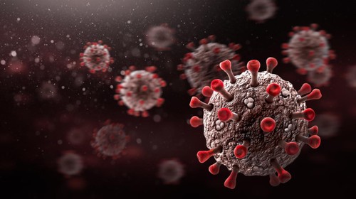 Corona Viruses against Dark Background