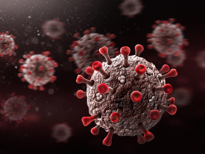 Corona Viruses against Dark Background