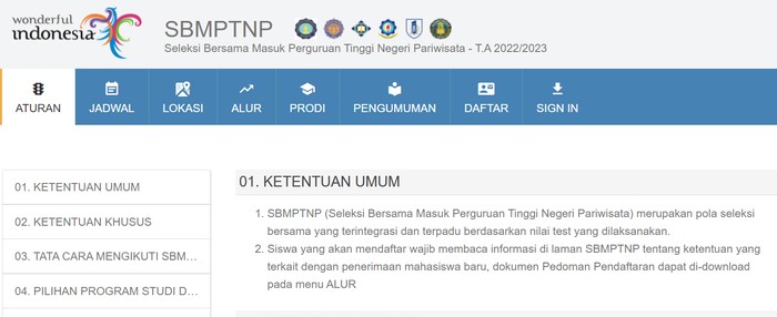Pendaftaran SBMPTNP Kemenparekraf tahun 2022 dibuka mulai 1 Maret 2022 hingga 27 Mei 2022