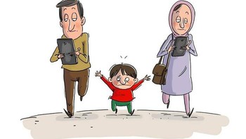 Sejak tahun 2015 dirinya telah menggambar kartun editorial secara profesional. Misalnya, kritik soal anak yang dicuekin karena orang tua sibuk dengan gadget. Foto: Boredpanda