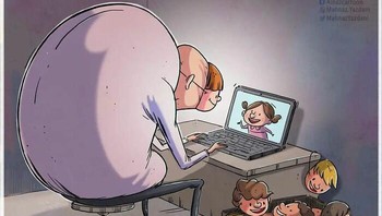 Saya memilih gaya komik untuk menceritakan kisah saya lebih cepat, jelasnya. Ini adalah karikatur predator seksual anak. Foto: Boredpanda