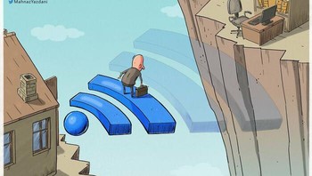 Kritikan betapa orang zaman sekarang bergantung koneksi internet untuk bekerja. Foto: Boredpanda