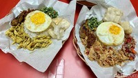 Seporsi Nasi Jangkep Pelalah (Rp 45.000) dilengkapi dengan nasi, ayam suwir pelalah, sate lilit, lawar, sambal matah, telur mata sapi, dan rambak atau kerupuk kulit. Foto: detikcom