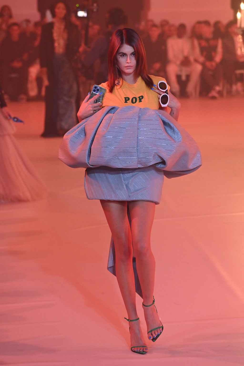 PARIS, FRANCE - FEBRUARY 28: (EDITORIAL USE ONLY - For Non-Editorial use please seek approval from Fashion House) Kaia Gerber walks the runway during the Off-White Womenswear Fall/Winter 2022-2023 show as part of Paris Fashion Week on February 28, 2022 in Paris, France. (Photo by Pascal Le Segretain/Getty Images)