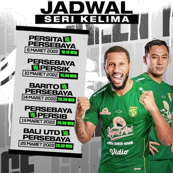 Persebaya akan melakoni 5 laga terakhir dalam Liga 1 2021/2022. Dengan lima laga tersebut, Persebaya masih berpeluang untuk meraih juara.