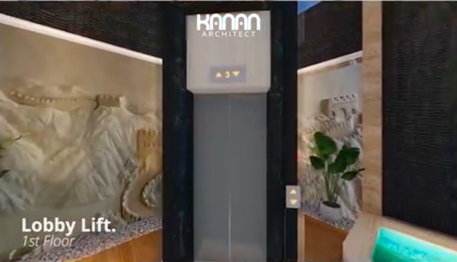 Indra juga akan menempatkan lift di halaman belakang. Lift tersebut menjadi akses untuk menuju ke area hiburan di rooftop. (Foto: YouTube/Indrakenz)