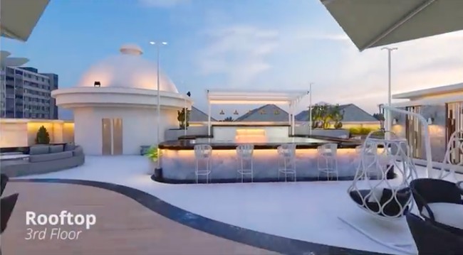 Kolam renang dan sebuah gym mini juga berada di rooftop. Mewah! (Foto: YouTube/Indrakenz)