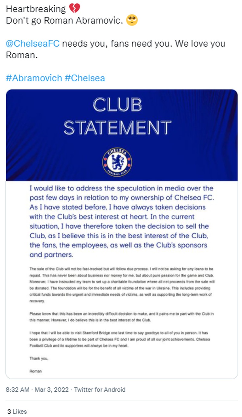 Netizen Terkait Roman Jual Chelsea: Terima Kasih Untuk Segalanya