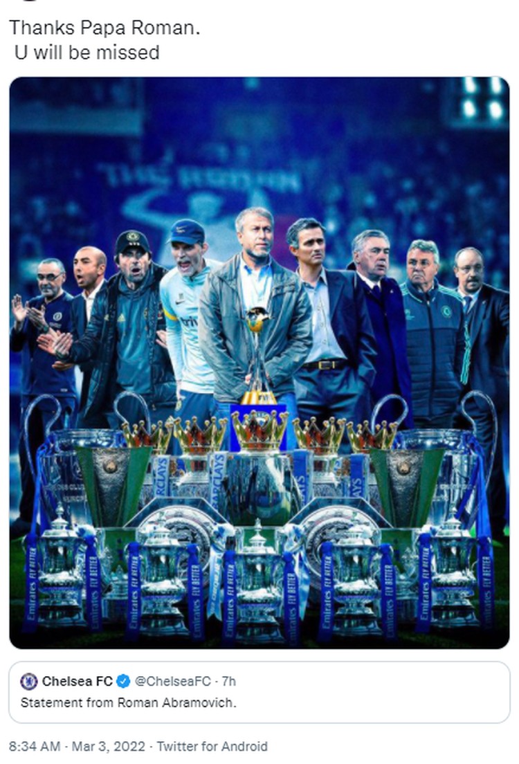 Netizen Terkait Roman Jual Chelsea: Terima Kasih Untuk Segalanya Netizen Terkait Roman Jual Chelsea: Terima Kasih Untuk Segalanya
