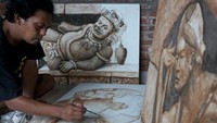 Karya lukis cethe bertema 10 tahapan mabuk dalam perspektif budaya Jawa serta Java - America yang dipersiapkan untuk pameran tunggal di Dallas, Amerika Serikat pada 9-23 April 2022.