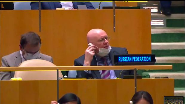 Wakil Tetap Rusia untuk Perserikatan Bangsa-Bangsa (PBB) Vassily Nebenzia, 2 Maret 2022. (YouTube United Nations)