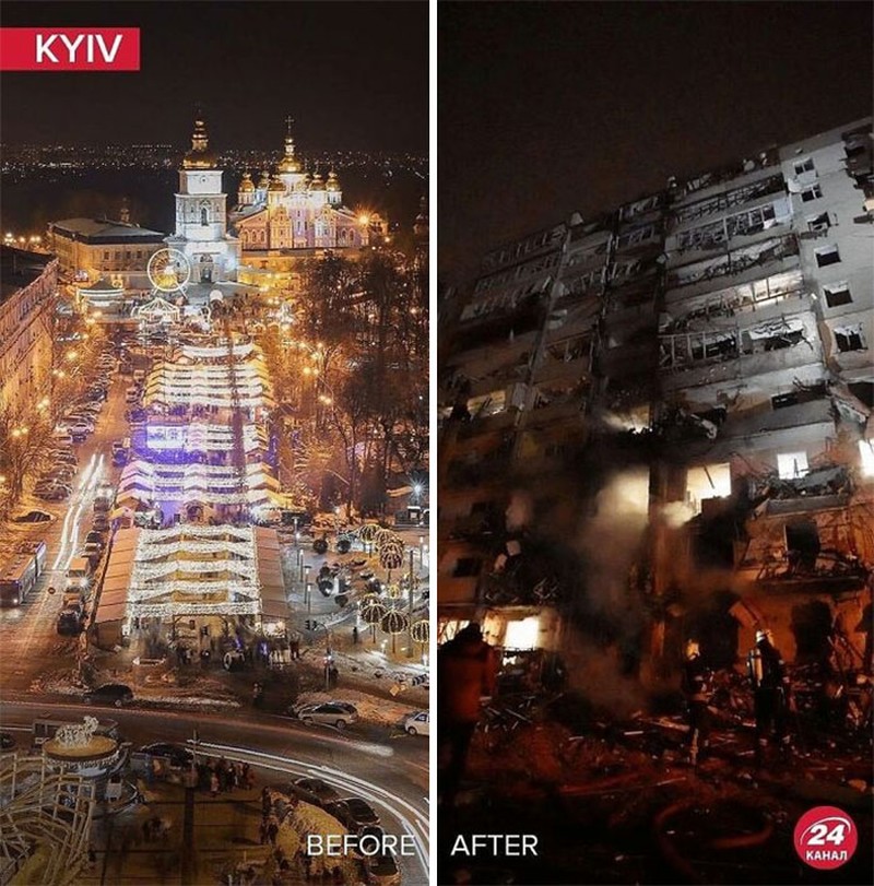 Before After Rusia invasi Ukraina