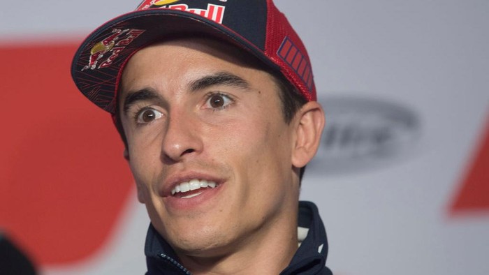 MISANO ADRIATICO, ITALY - OCTOBER 21: Marc Marquez of Spain and Repsol Honda Team speaks during the Pre-Event Press Conference during the MotoGP of Emilia Romagna - Previews at Misano World Circuit on October 21, 2021 in Misano Adriatico, Italy. (Photo by Mirco Lazzari gp/Getty Images)