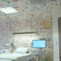 Kalau yang satu ini adalah ruang perawatan untuk cek kandungan di RS Cedars Sinai. Ruang perawatan tersebut terlihat nyaman dengan dihiasi wallpaper bergambar aneka hewan. Foto: YouTube/Cedars-Sinai