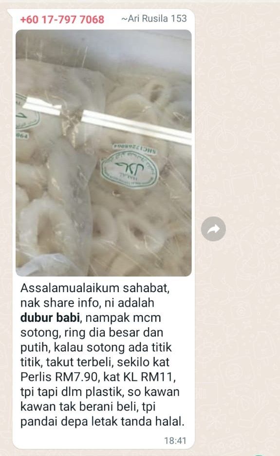 Viral Hoax Cumi Calamari Terbuat dari Dubur Babi, Ini Isi Pesannya
