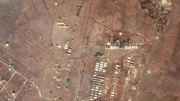 Tenda dan rumah sakit lapangan di Novoozernoye di Krimea seperti yang terlihat pada 18 Februari 2022. Foto: Maxar Technologies