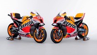 Tim Repsol Honda tetap mengusung perpaduan warna oranye, putih, dan merah yang telah menghiasi livery motor tersebut selama beberapa musim terakhir. Honda tetap mempertahankan duet Marc Marquez dan Pol Espargaro. (foto: Honda Racing Corporation). Foto: Pool
