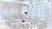 Menikmati makanan di kafe ini serasa sedang menjadi tokoh dalam kisah cerita komik. Pengunjung juga banyak yang datang demi melakukan sesi foto.  Foto: Twitter @auki999